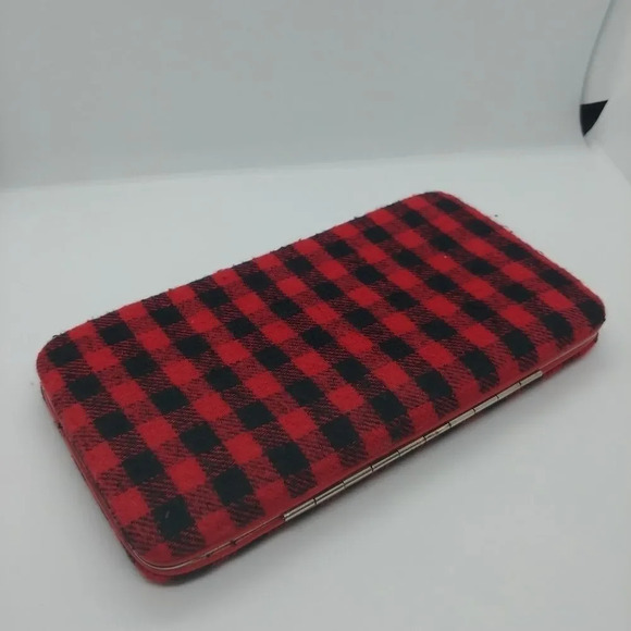 Flannel Plaid  Covered Push Button Wallet - Picture 2 of 6